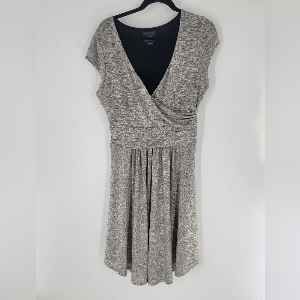 Anthropologie Maeve Tamara‎ Silver Wrap Dress Large - Picture 2 of 5